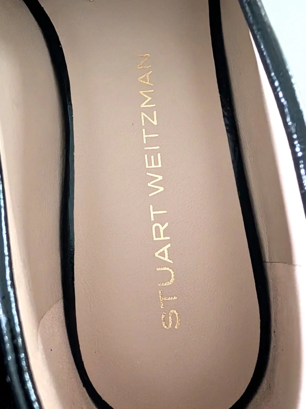 Stuart Weitzman Britt Bow Loafers Black Crinkled Patent Leather Flats 9.5B NIB